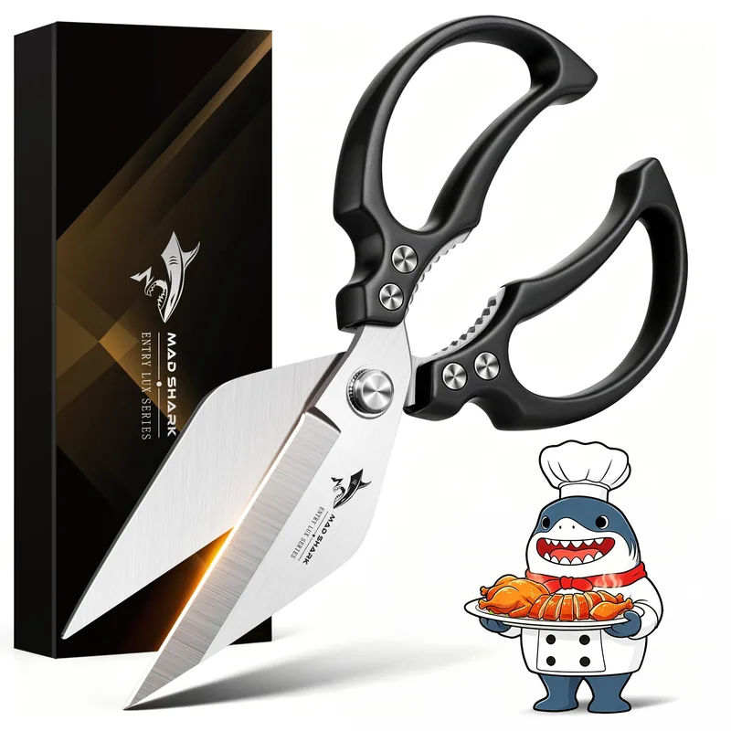 MAD SHARK heavy-duty black German-steel kitchen shears